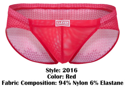 Red clever 2016 mosaico mesh briefs with a subtle geometric pattern and branded label