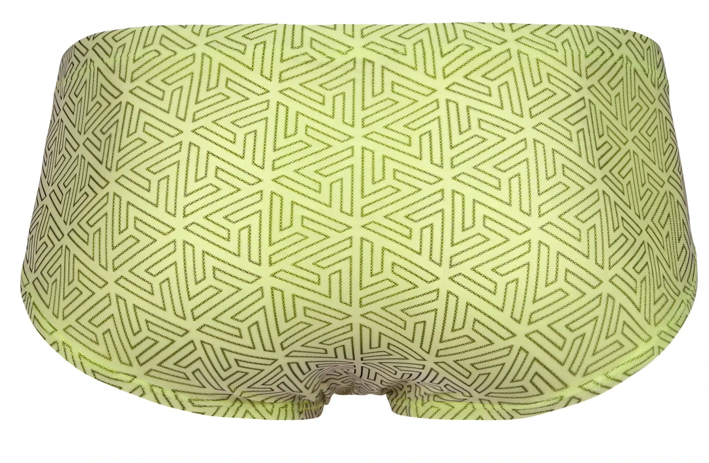 Lime green clever 2017 neon briefs with dark olive geometric triangle pattern in soft breathable fabric