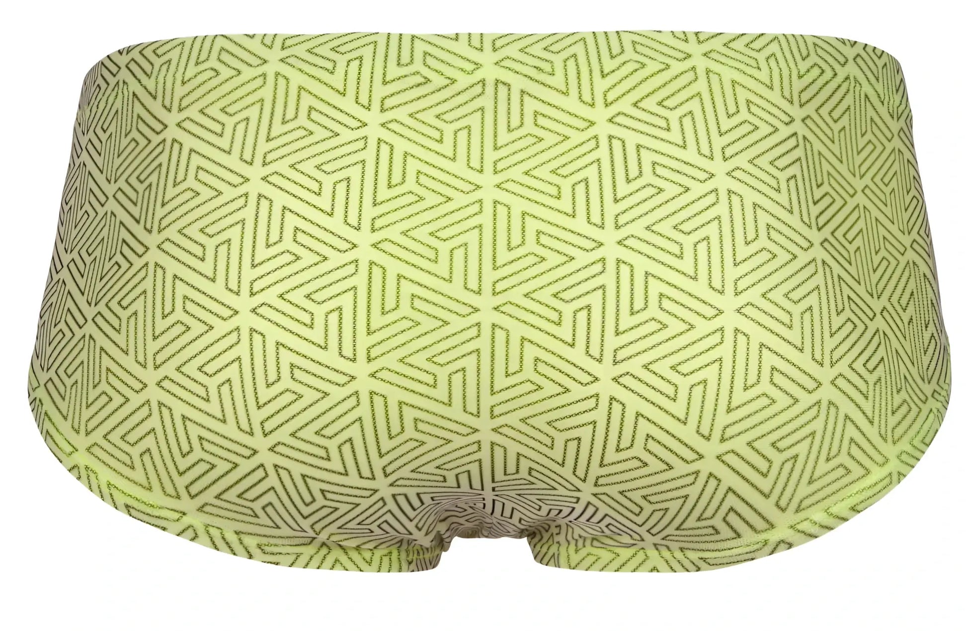 Lime green clever 2017 neon briefs with dark olive geometric triangle pattern in soft breathable fabric