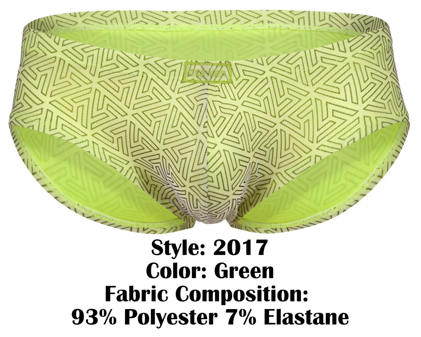 Clever 2017 neon briefs in lime green with geometric pattern and elastic waistband for comfortable wear