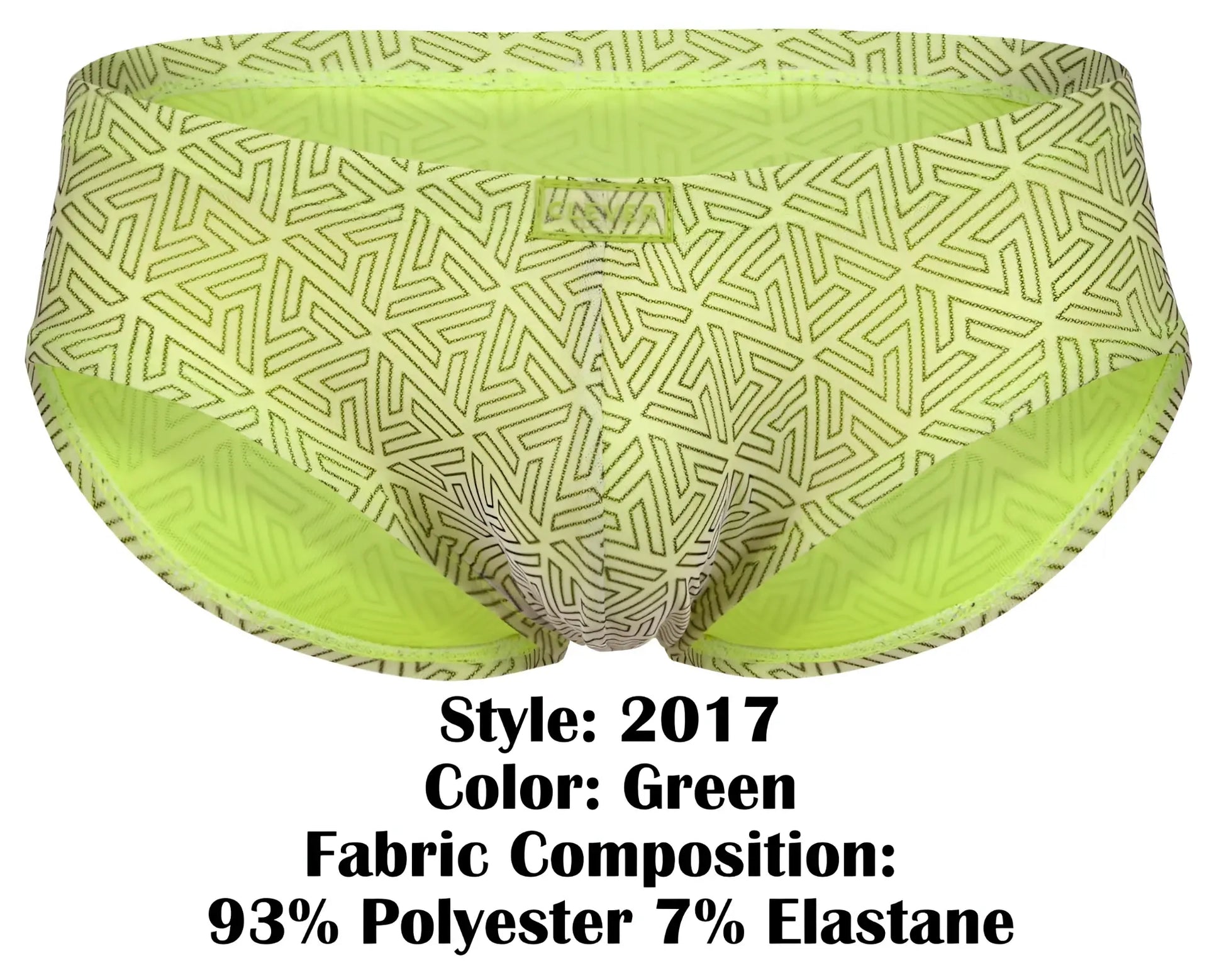 Clever 2017 neon briefs in lime green with geometric pattern and elastic waistband for comfortable wear