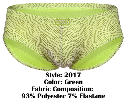 Clever 2017 neon briefs in lime green with geometric pattern and elastic waistband for comfortable wear