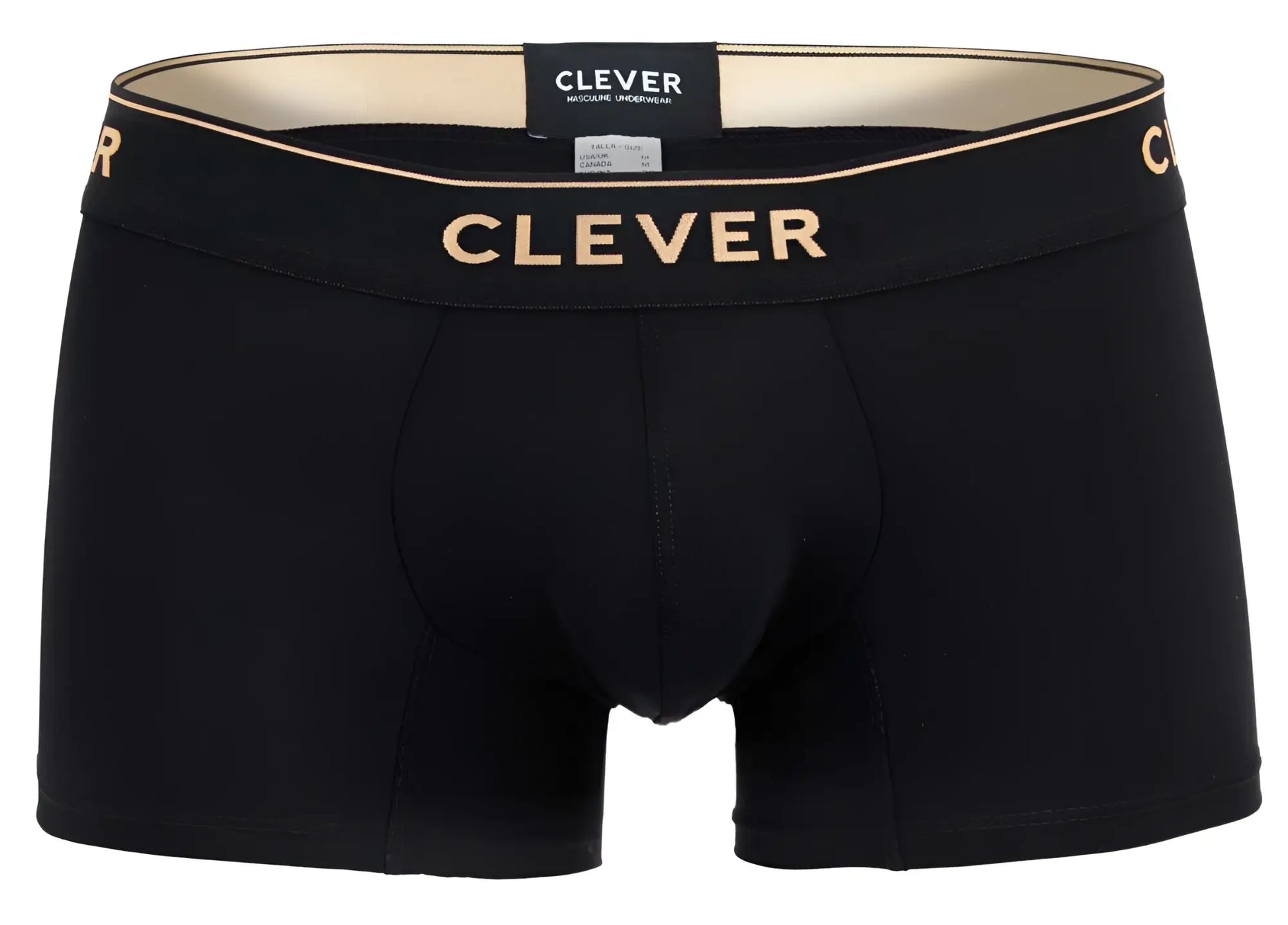 Black clever 2026 valladolid trunks boxer briefs with gold branded waistband in black color for everyday wear