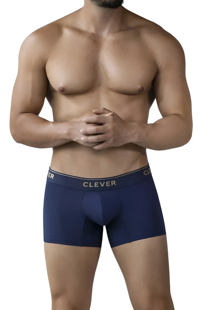 Navy blue Clever 2026 Valladolid trunks with gold Clever logo waistband made of soft breathable fabric