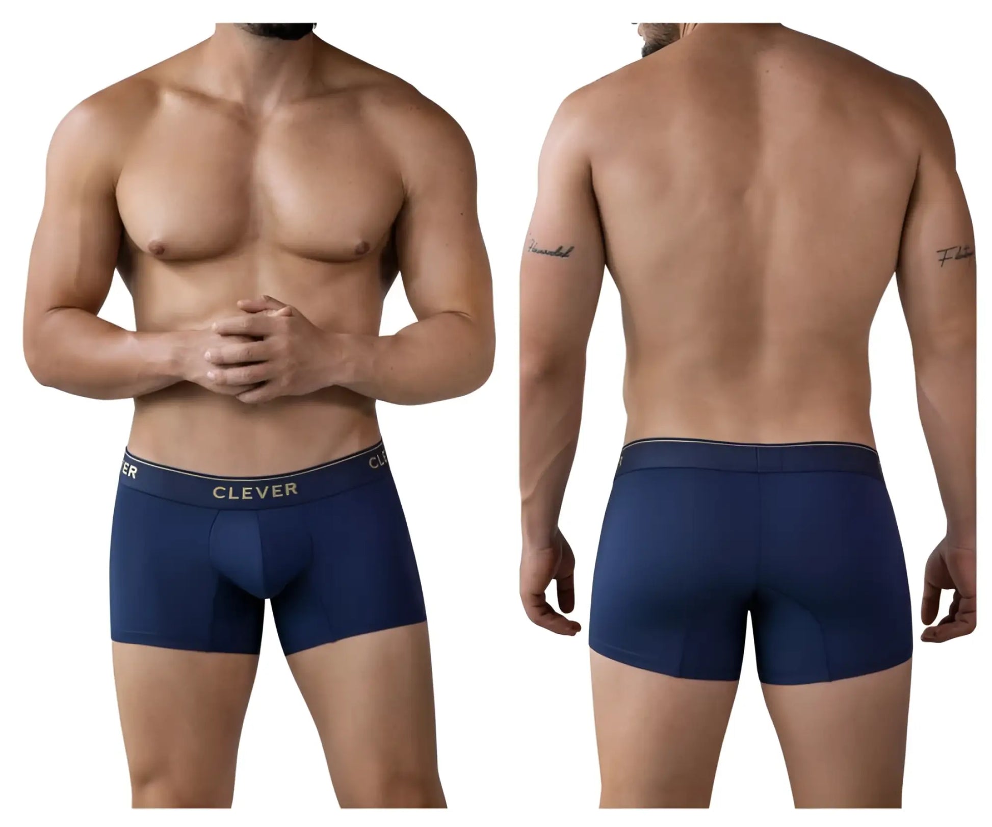 Navy blue clever 2026 valladolid trunks with gold logo waistband made from soft breathable fabric for everyday wear