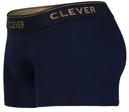 Navy blue clever 2026 valladolid trunks boxer briefs with gold-trimmed waistband and clever logo in gold lettering