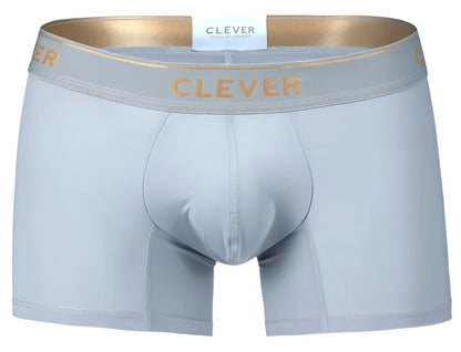 Light gray clever 2026 valladolid trunks boxer briefs with gold trim waistband and clever brand lettering in gold
