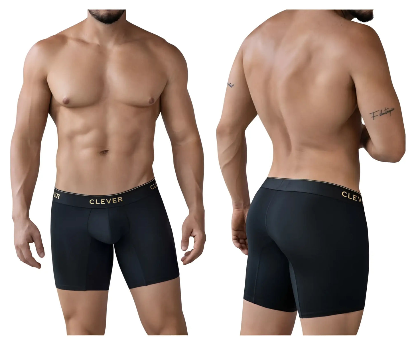 Black clever 2027 valladolid boxer briefs with gold logo on waistband in black color for men’s everyday comfort