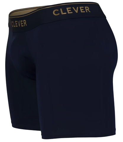 Navy blue clever 2027 valladolid boxer briefs with black waistband and gold clever lettering for comfortable wear
