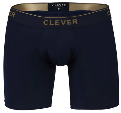 Navy blue clever 2027 valladolid boxer briefs with gold trim and embroidered waistband for comfortable wear