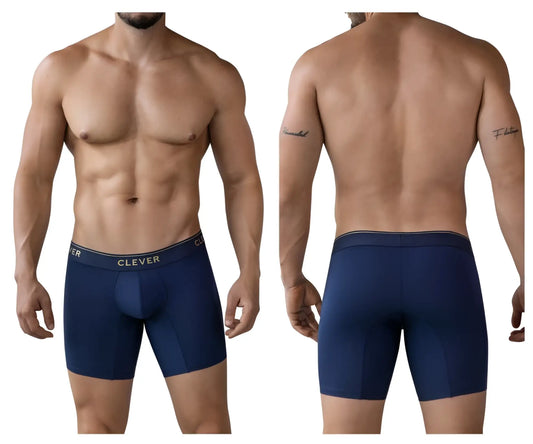 Navy blue clever 2027 valladolid boxer briefs for men with black elastic waistband and white clever branding