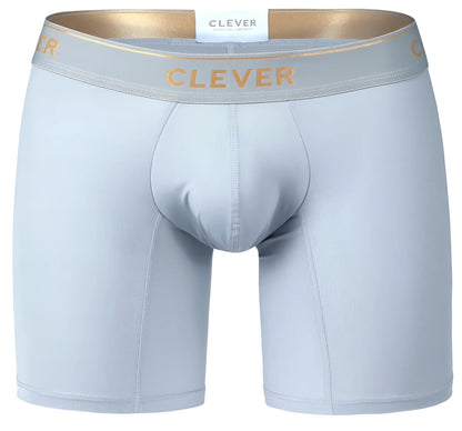 Light gray clever 2027 valladolid boxer briefs with gold-trimmed waistband and matching gold lettering