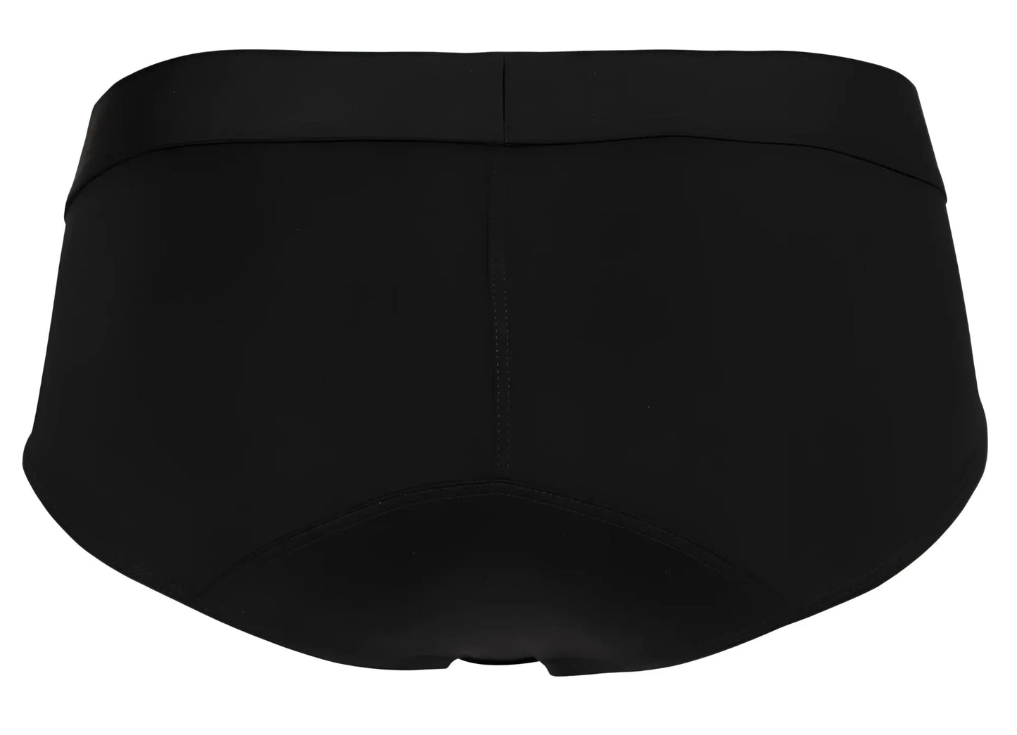 Black clever 2028 valladolid briefs with a smooth seamless design and elastic waistband shown from the back side