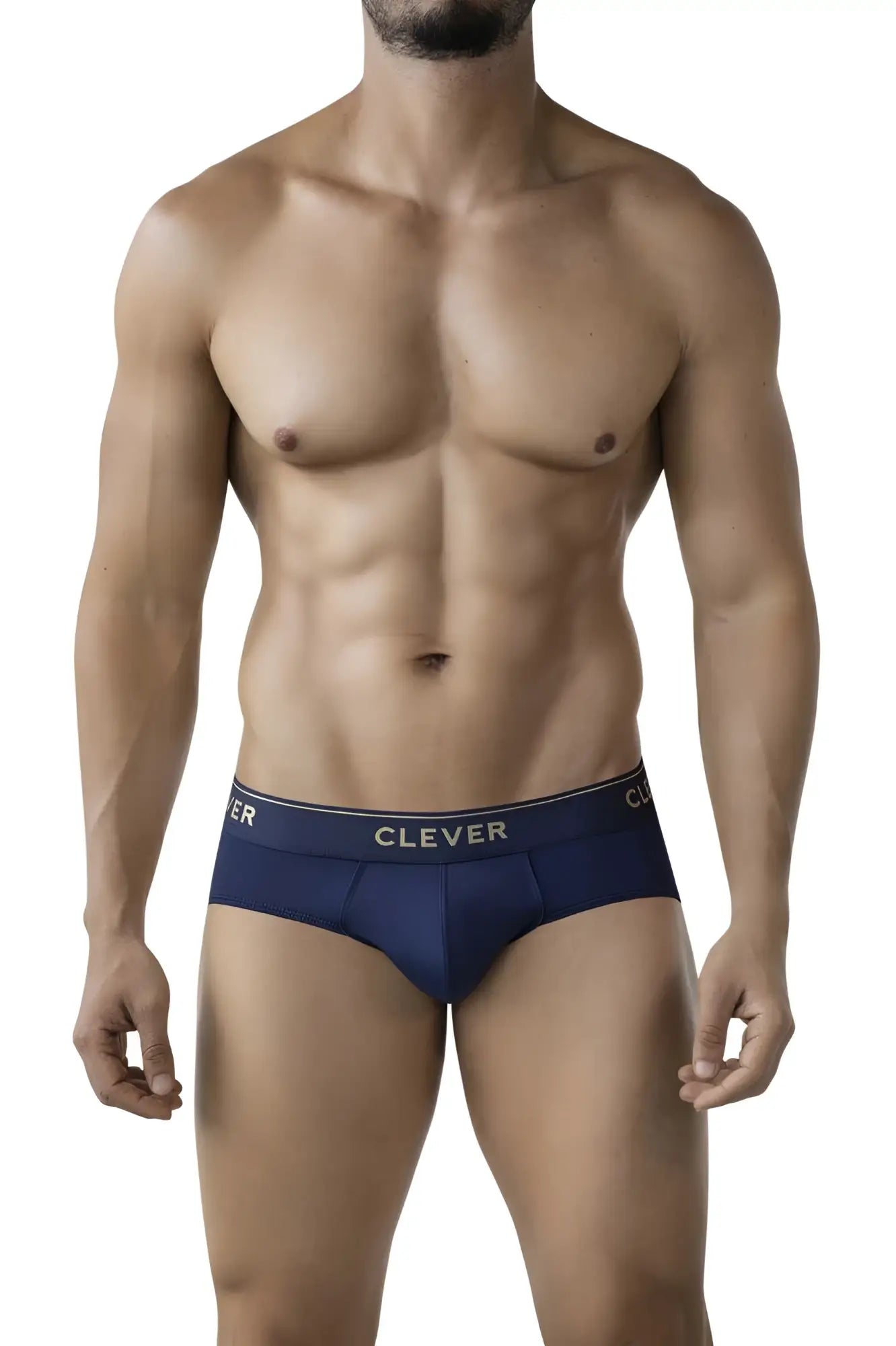 Navy blue clever 2028 valladolid briefs with subtle white logo trim on waistband for comfortable everyday wear