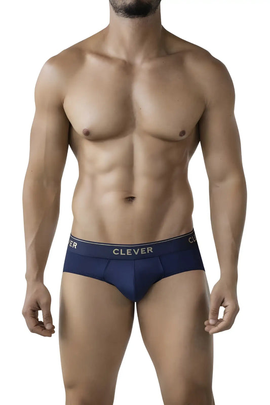 Navy blue clever 2028 valladolid briefs with subtle white logo trim on waistband for comfortable everyday wear