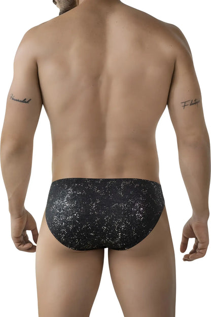 Black cleverly 2039 galaxy briefs with a sparkling sequined glittery texture for stylish swimwear or underwear use