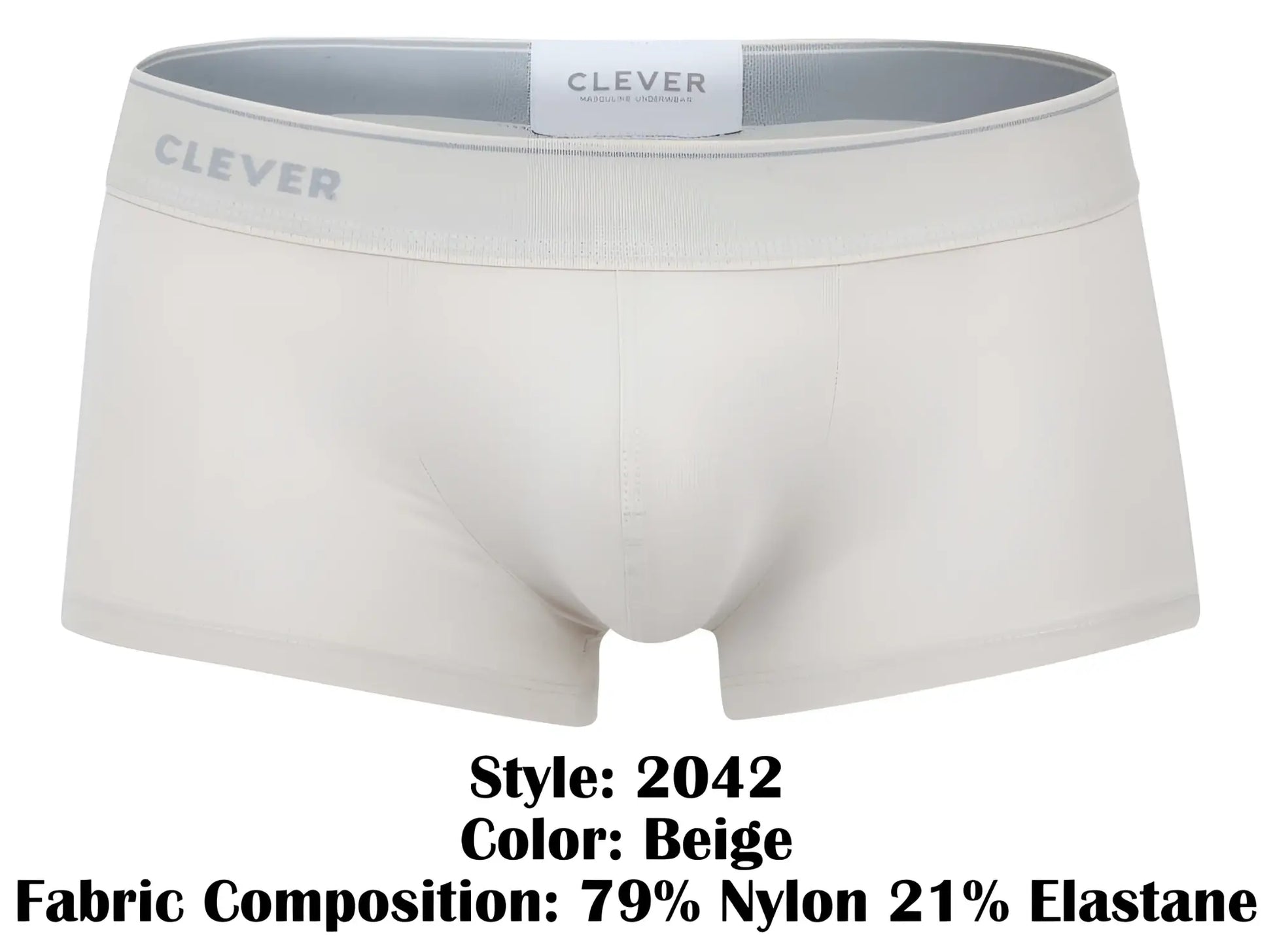Beige clever 2042 mendoza trunks made from 79 nylon and 21 elastane offering comfort and stretch for men