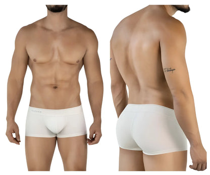 Beige clever 2042 mendoza trunks men’s boxer briefs with subtle brand logo on the waistband