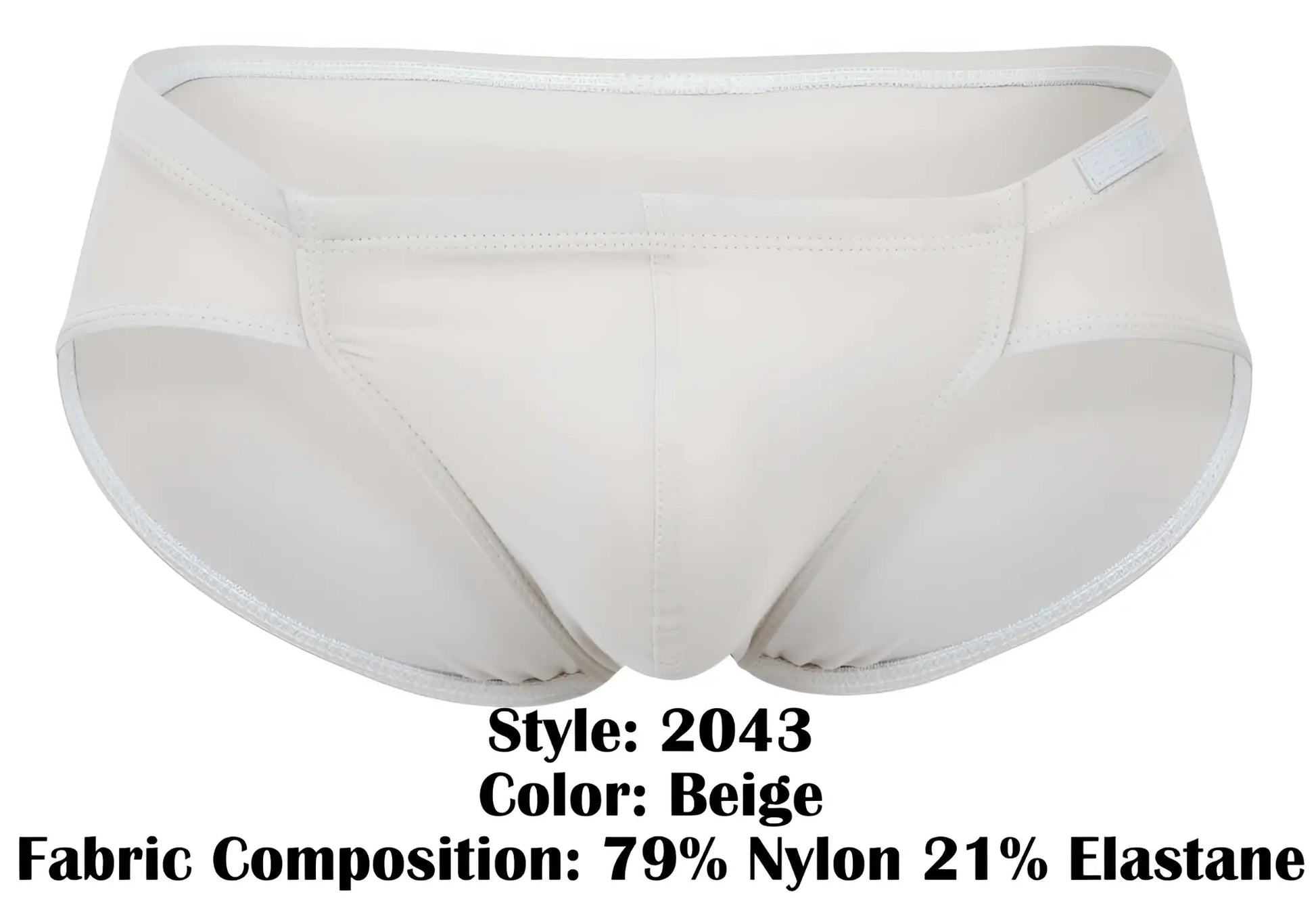 Beige clever 2043 Mendoza briefs made of 79% nylon and 21% elastane with smooth, form-fitting design and reinforced waistband stitching