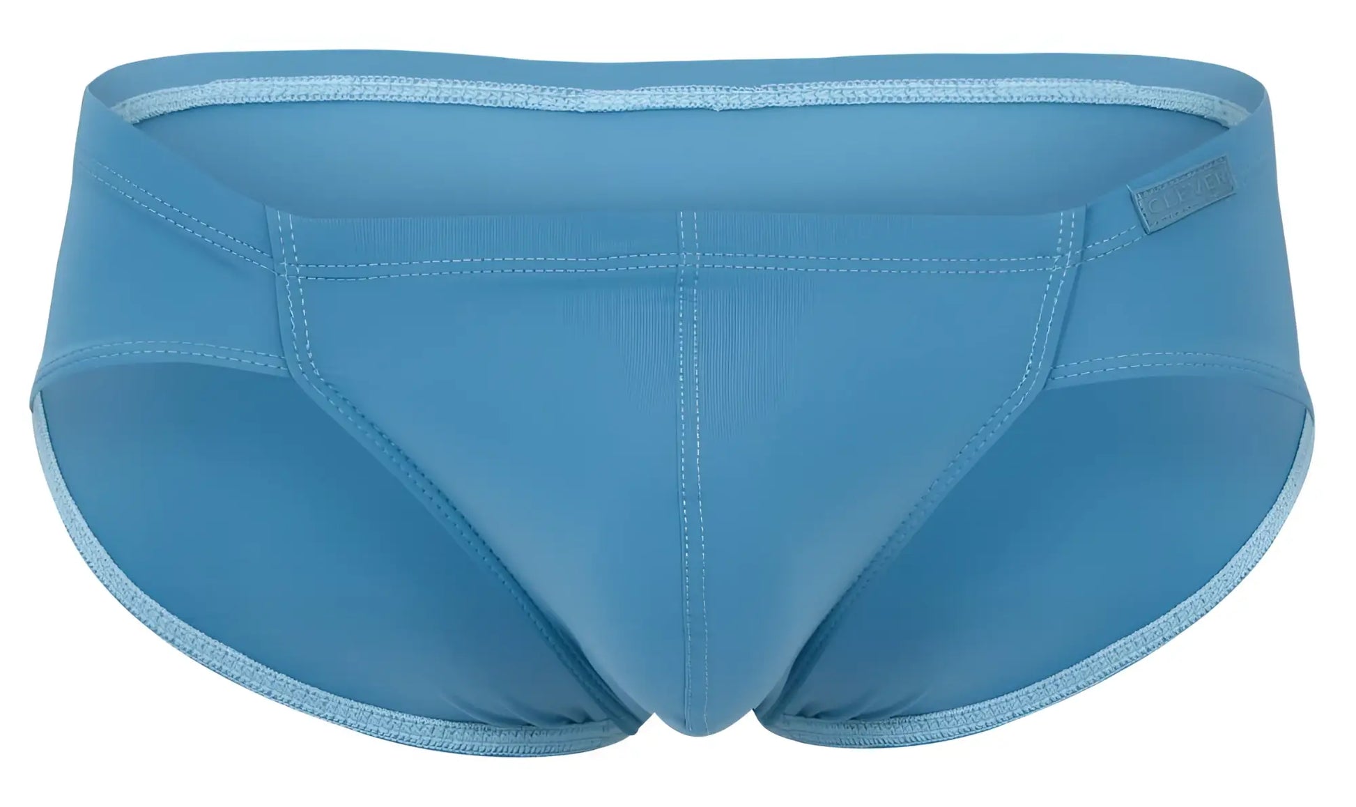 Light blue clever 2043 mendoza briefs with subtle textured fabric and matching waistband trim for swimwear use