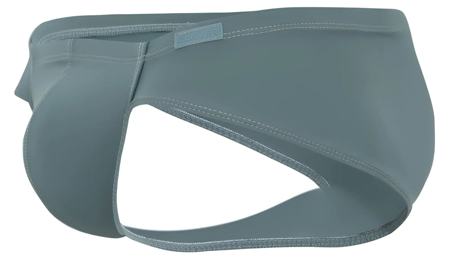 Gray sleek form-fitting men’s clever 2043 mendoza briefs with subtle brand tag on waistband in green color