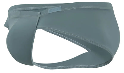 Gray sleek form-fitting men’s clever 2043 mendoza briefs with subtle brand tag on waistband in green color