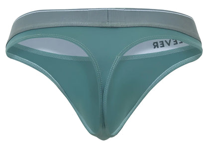 Teal clever 2044 mendoza thong with gray elastic waistband white inner lining and lever brand name on the side
