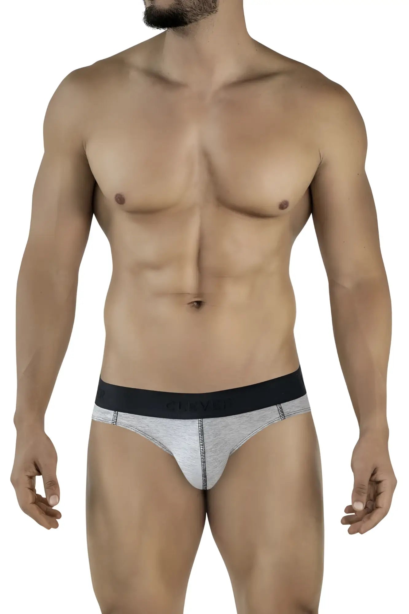Gray and black clever 2045 catamarca briefs with sleek form fitting athletic design in dark gray color