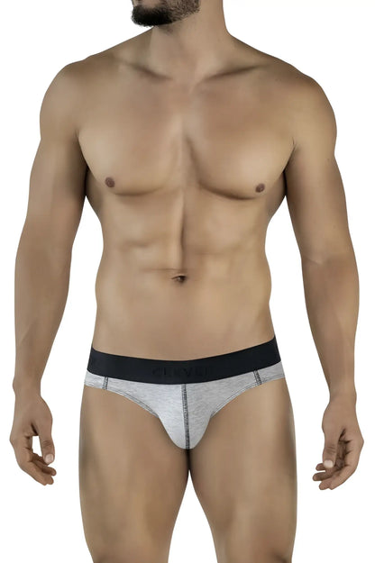 Gray and black clever 2045 catamarca briefs with sleek form fitting athletic design in dark gray color