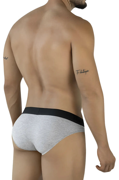Gray heathered briefs with solid black waistband clever 2045 catamarca briefs color dark gray front view