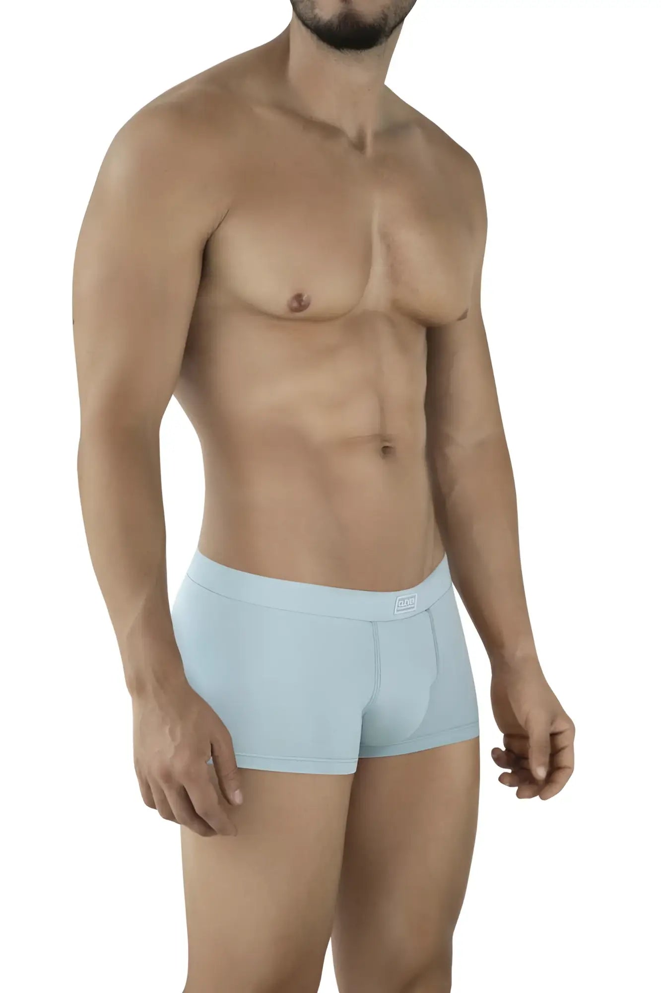 Light blue clever 2047 cordoba trunks boxer briefs with subtle logo on waistband form fitting and comfortable