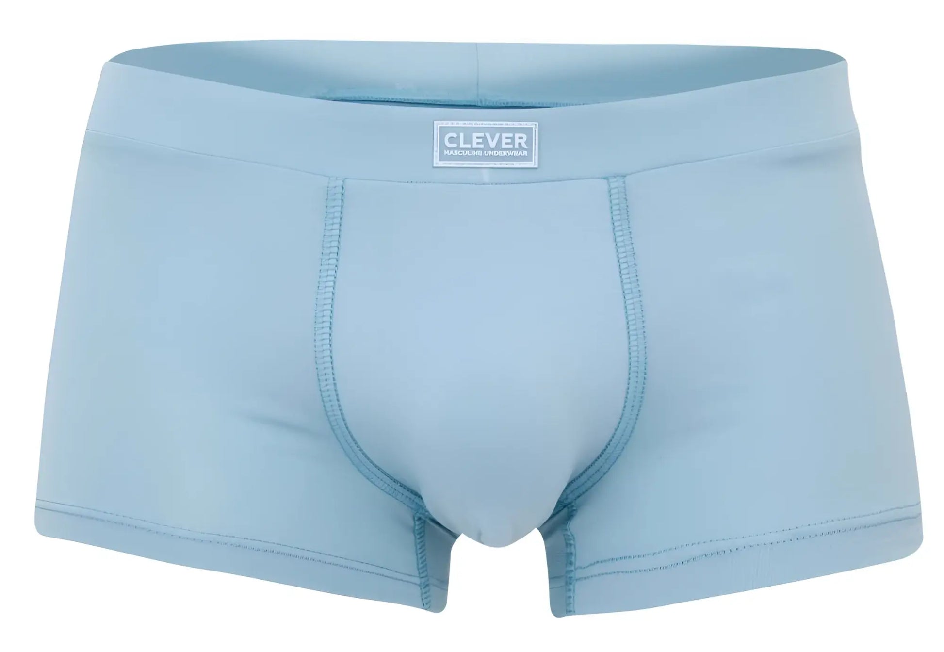 Light blue clever 2047 cordoba trunks men’s boxer briefs with subtle elastic waistband and brand label