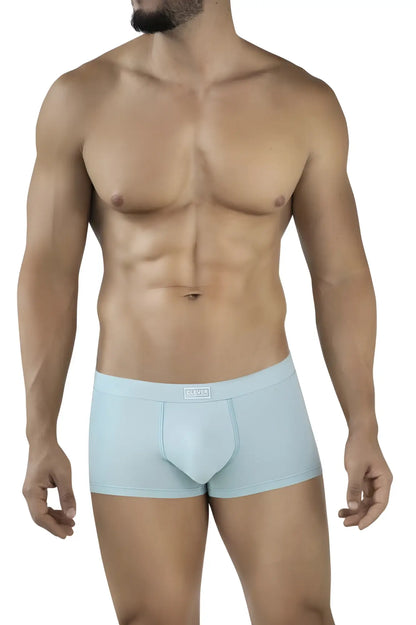 Light blue clever 2047 cordoba trunks men’s briefs with smooth form fitting design and subtle brand tag at waistband