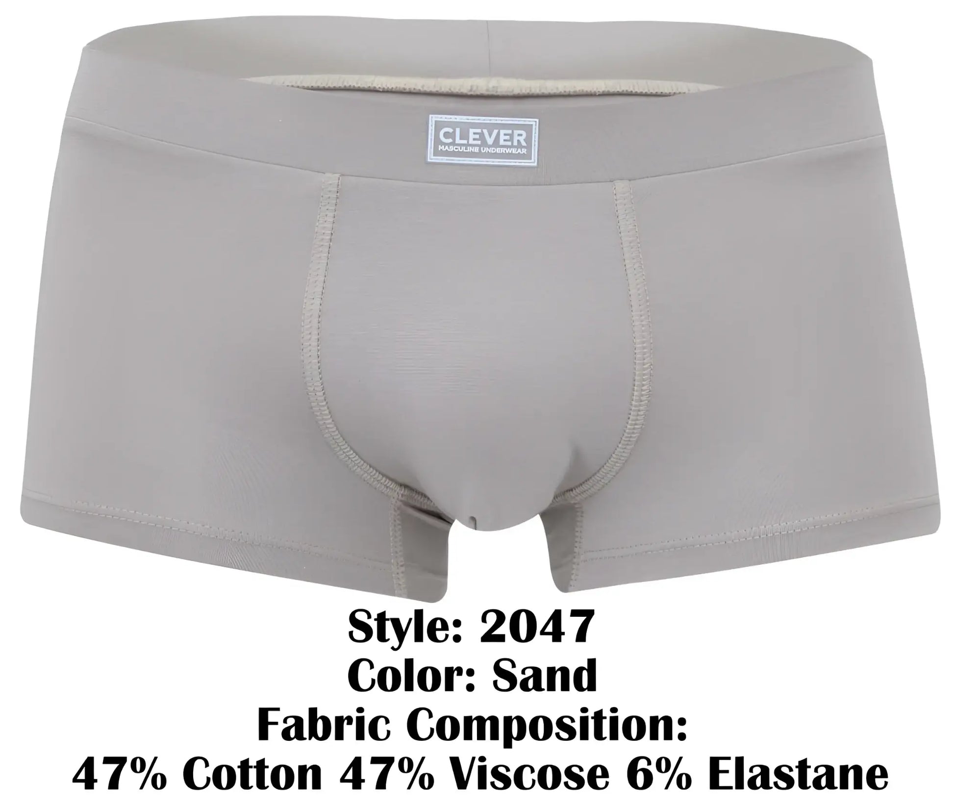 Gray sand-colored boxer briefs clever 2047 cordoba trunks made from cotton viscose and elastane blend
