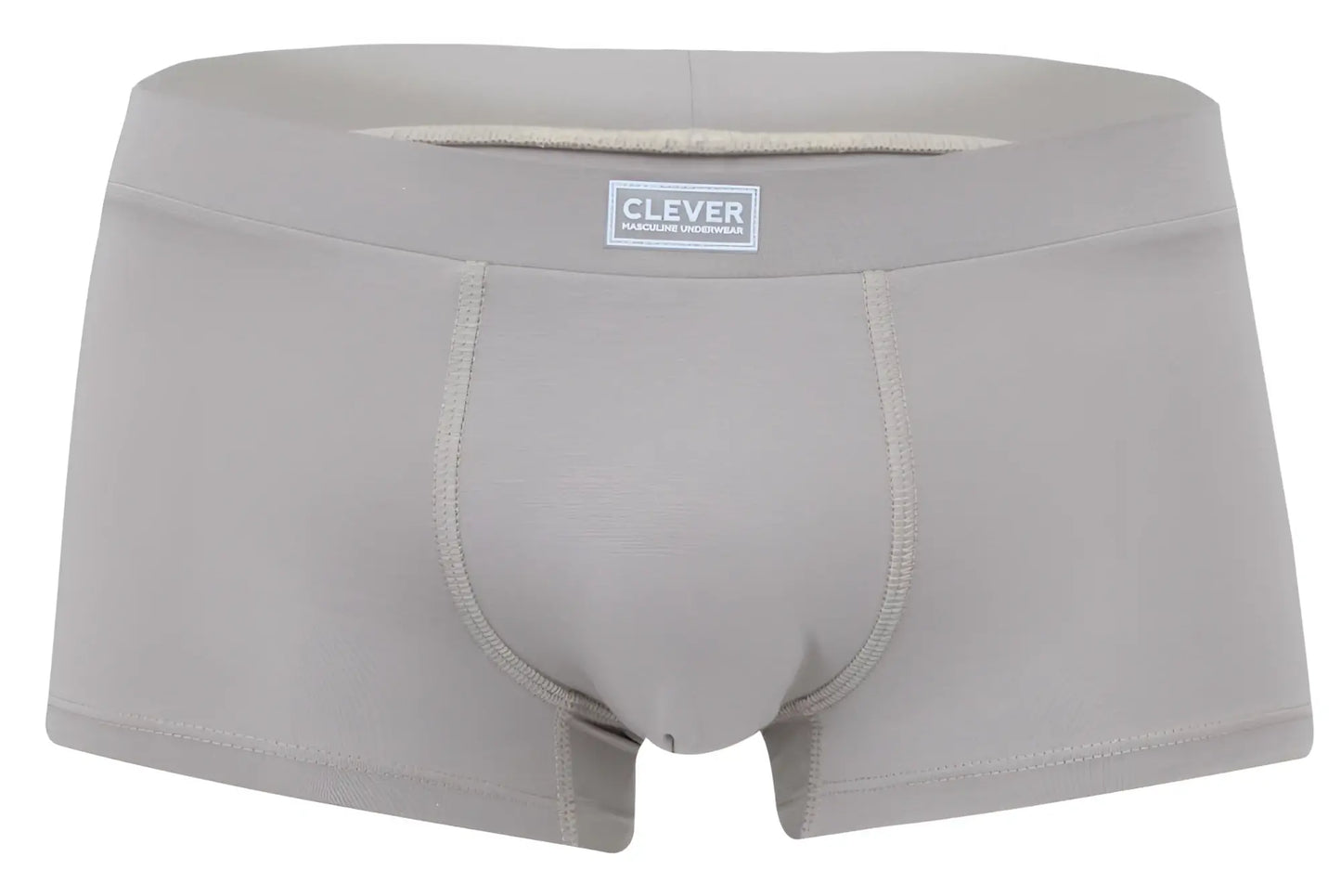 Gray clever 2047 cordoba trunks men’s boxer briefs with subtle textured fabric and branded waistband label in sand color