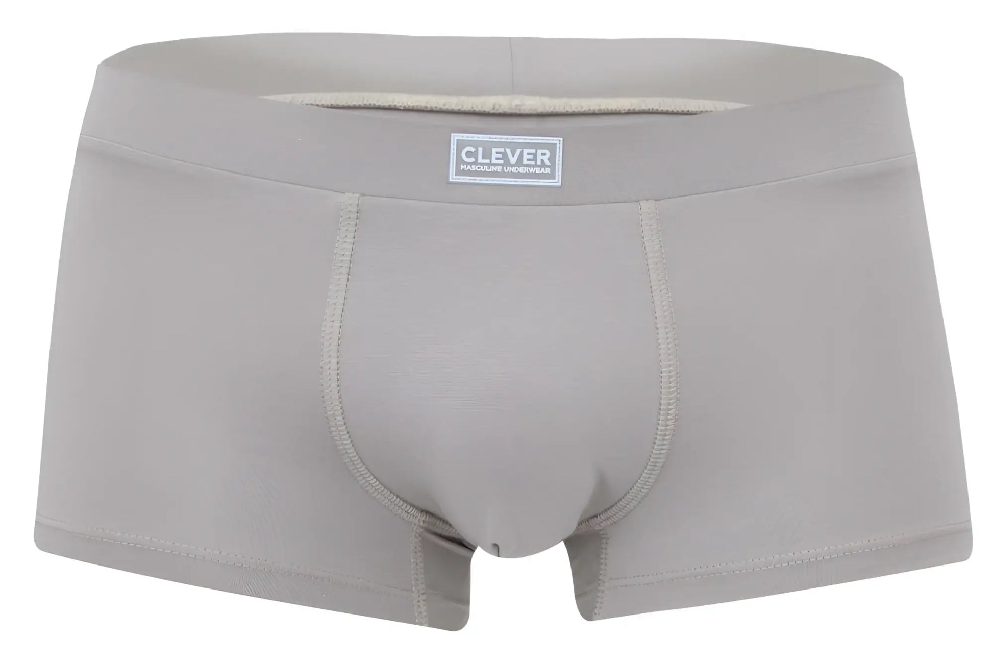 Gray clever 2047 cordoba trunks men’s boxer briefs with subtle textured fabric and branded waistband label in sand color