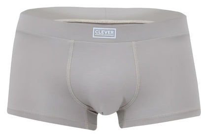 Gray clever 2047 cordoba trunks men’s boxer briefs with subtle textured fabric and branded waistband label in sand color