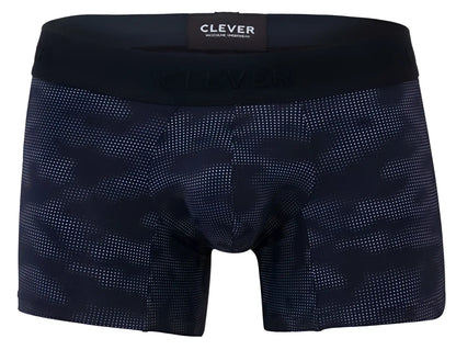 Black clever 2052 militar trunks men’s boxer briefs with subtle navy blue dot camouflage pattern