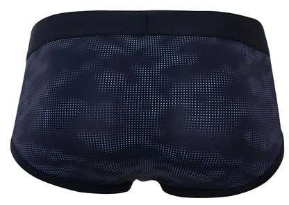 Dark navy clever 2053 militar men’s briefs with dotted camouflage pattern and solid black elastic waistband