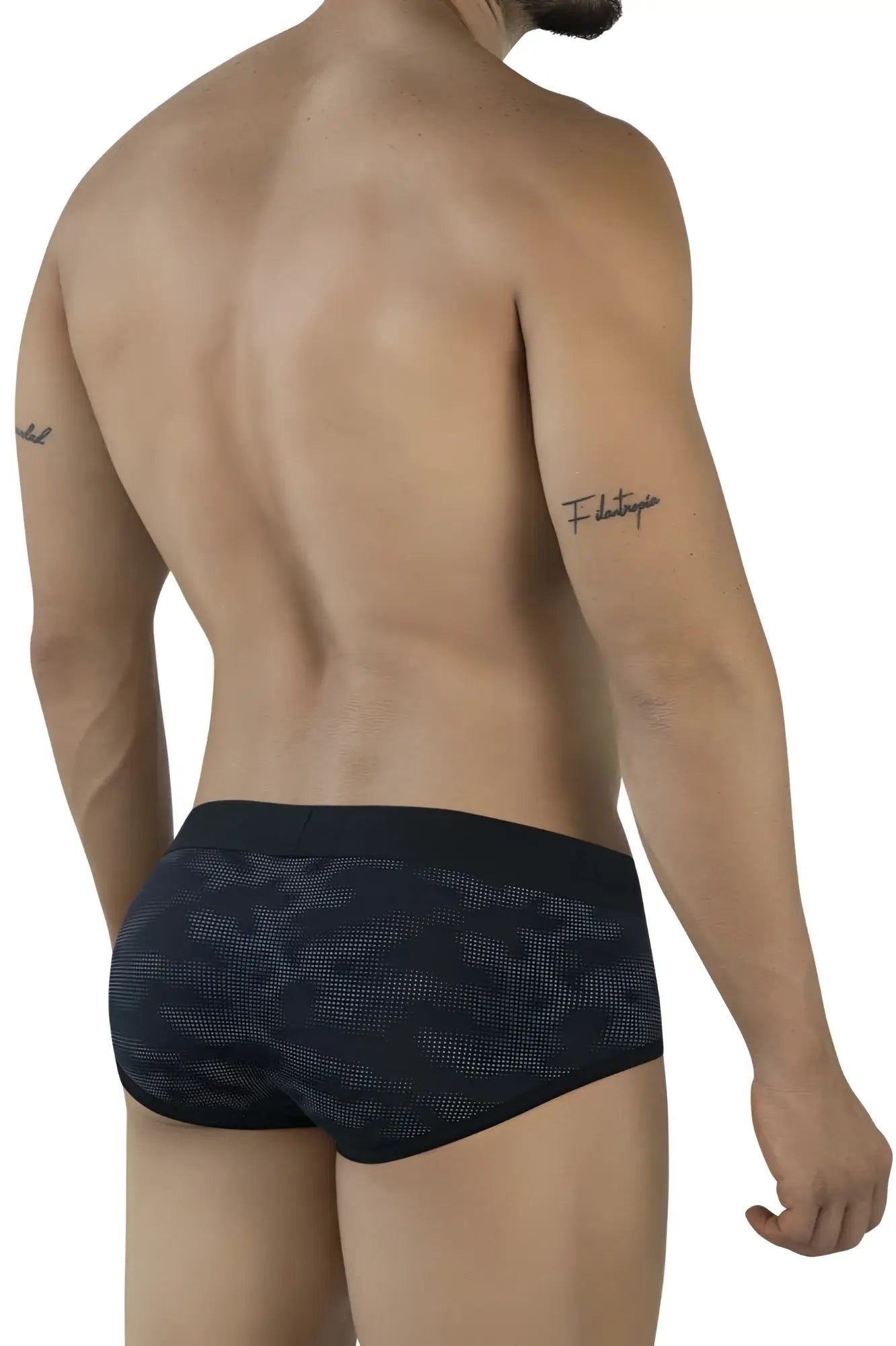 Clever 2053 Militar briefs in black black and gray camouflage pattern with snug athletic fit for active wear