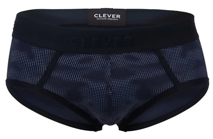 Clever 2053 militar briefs in black feature a subtle dotted pattern with clever embroidered on the waistband