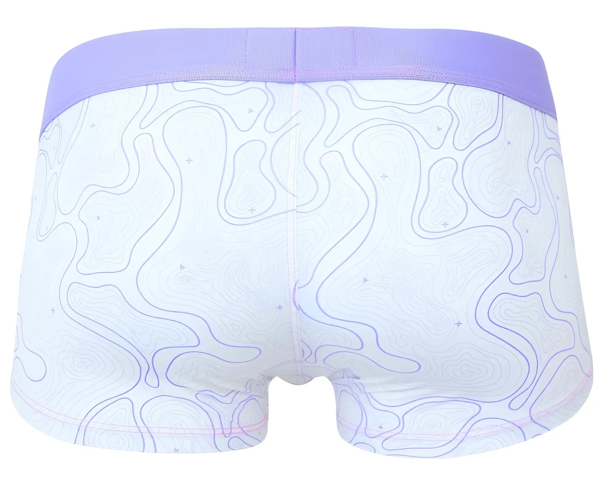 White boxer briefs clever 2056 maze trunks lilac with lavender waistband and subtle purple topographic line patterns