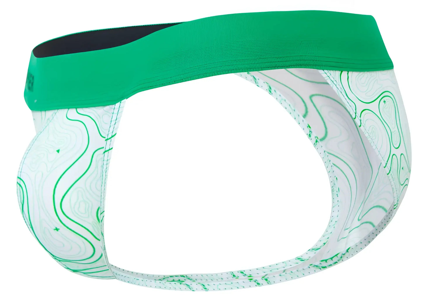 Green and white patterned clever 2057 maze bikini briefs with solid green waistband for men