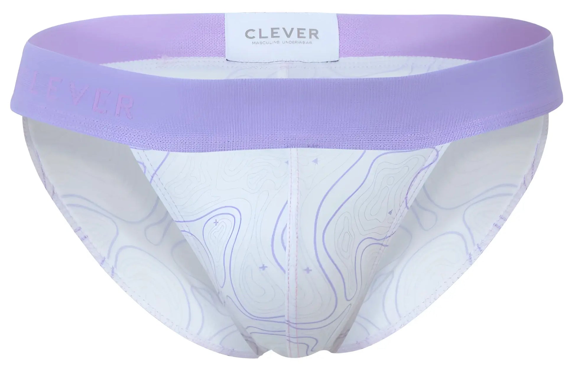 Clever 2057 maze bikini lilac underwear with purple and white abstract patterns and lavender elastic waistband