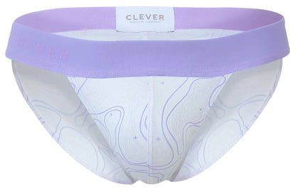 Clever 2057 maze bikini lilac underwear with purple and white abstract patterns and lavender elastic waistband