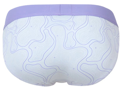 White briefs clever 2057 maze bikini lilac with lavender waistband and subtle purple contour line pattern