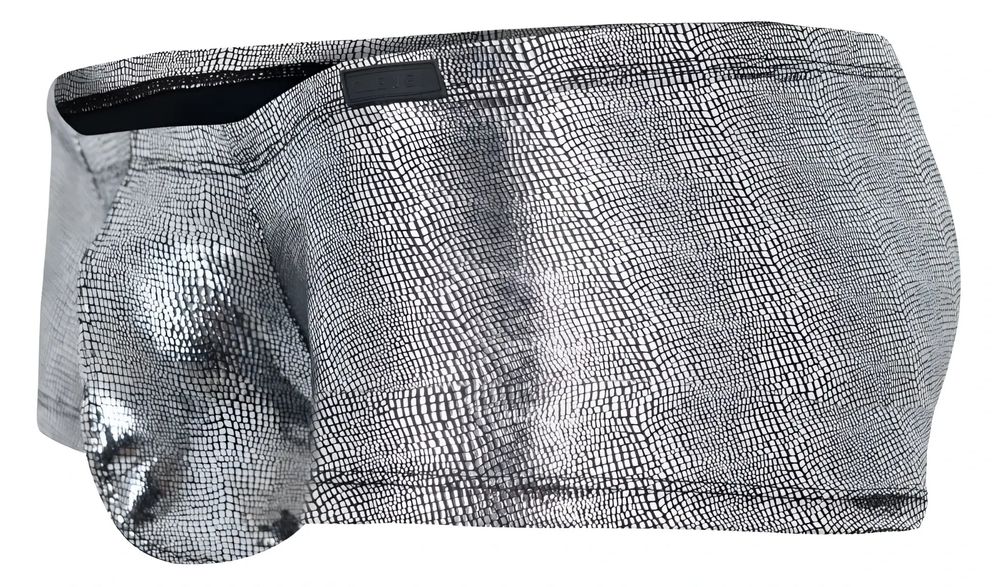 Silver metallic briefs with textured reptile scale pattern in black clever 2058 sparkles trunks style