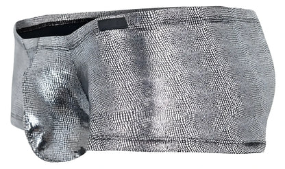 Silver metallic briefs with textured reptile scale pattern in black clever 2058 sparkles trunks style