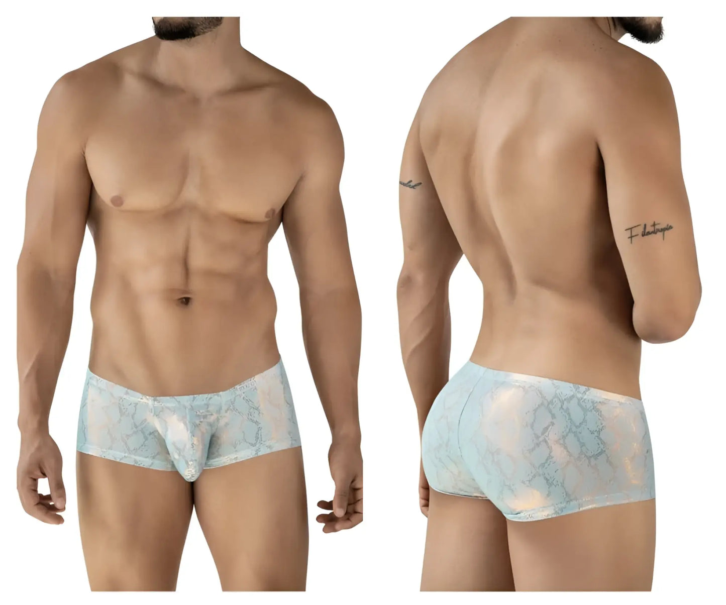 Light blue lace men’s briefs with a subtle pattern from clever 2061 diamond trunks in blue color