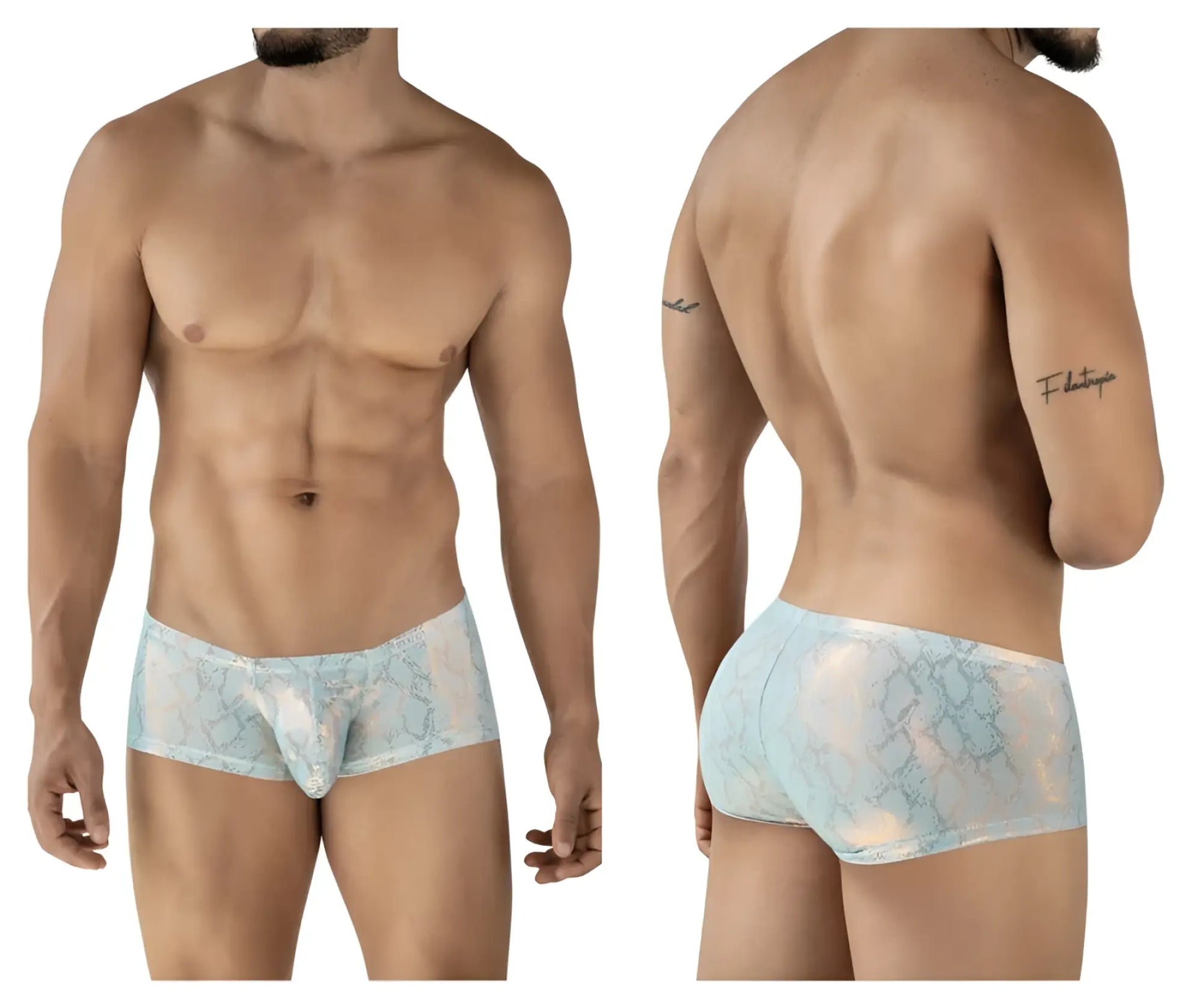 Light blue lace men’s briefs with a subtle pattern from clever 2061 diamond trunks in blue color